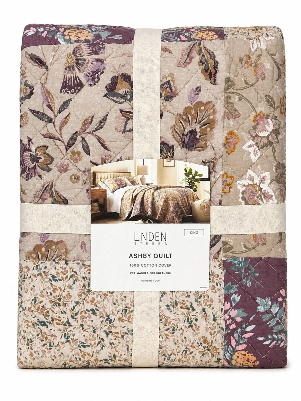 New Linden Street Ashby King Quilt – Floral Patchwork Cotton Bedding